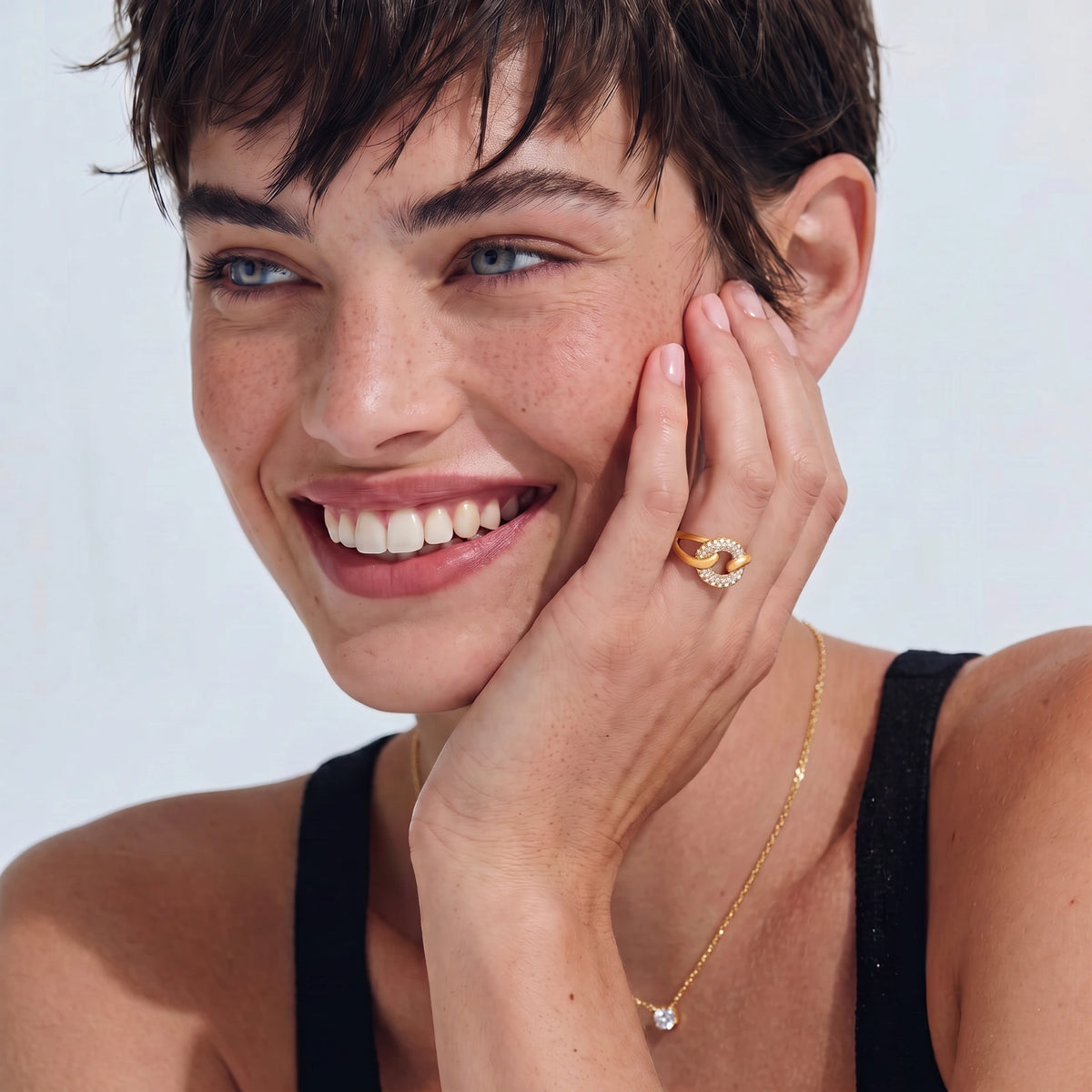Chain Link Pavé Ring